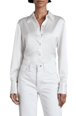rag & bone Antonia Satin Snap-Up Shirt in White