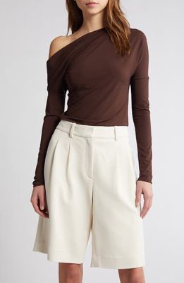 rag & bone Anya One-Shoulder Knit Top in Chocolate