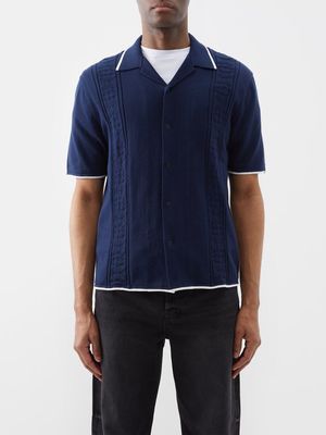 Rag & Bone - Archer Geometric-knit Cotton Shirt - Mens - Navy
