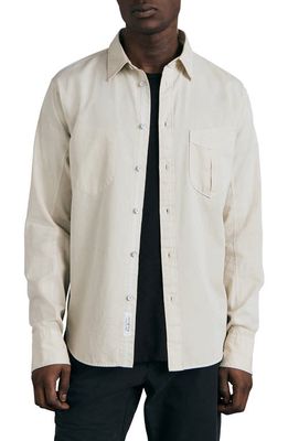 rag & bone Arrow Garment Dyed Cotton Blend Button-Up Shirt in Midgrey