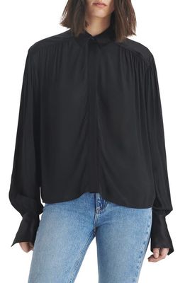 rag & bone Aubrey Semisheer Long Sleeve Top in Black