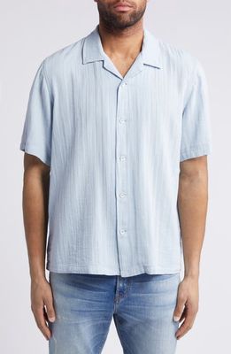 rag & bone Avery Cotton Short Sleeve Button-Up Shirt in Dusty Blue