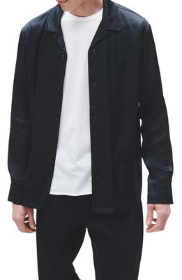rag & bone Avery Geo Jacquard Satin Button-Up Shirt in Black Geo