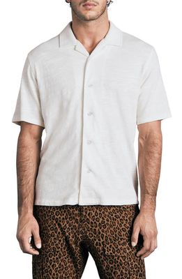 rag & bone Avery Short Sleeve Jersey Button-Up Shirt in Ivory