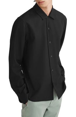 rag & bone Avery Wool Blend Crepe Button-Up Shirt in Blk