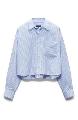 rag & bone Beatrice Stripe Cotton Poplin Crop Button-Up Shirt in Light Blue Stripe