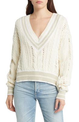 rag & bone Brandi Cable Cotton Blend Sweater in Ivory Multi