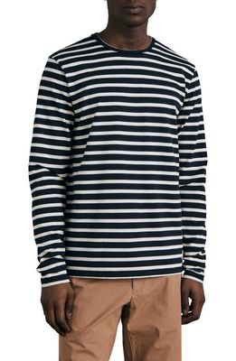 rag & bone Breton Stripe Long Sleeve Pima Cotton T-Shirt in Navymult