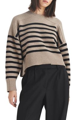 rag & bone Bridget Stripe Crewneck Wool Blend Sweater in Oatmeal Multi