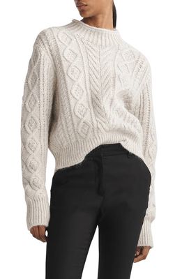 rag & bone Brody Mock Neck Cable Stitch Sweater in Light Grey
