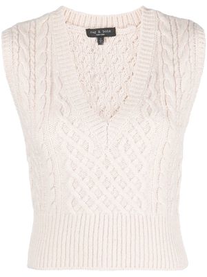 rag & bone cable-knit V-neck vest - Neutrals