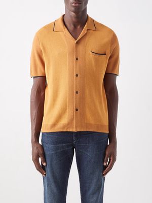Rag & Bone - Camp-collar Herringbone-knit Shirt - Mens - Orange