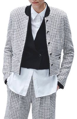 rag & bone Carmen Check Cotton Blend Tweed Jacket in Blackwhite