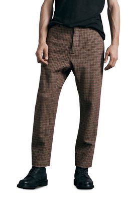 rag & bone Chester Houndstooth Wool Blend Trousers in Brwnhounds