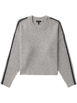 rag & bone contrast-stitch ribbed-knit jumper - Grey
