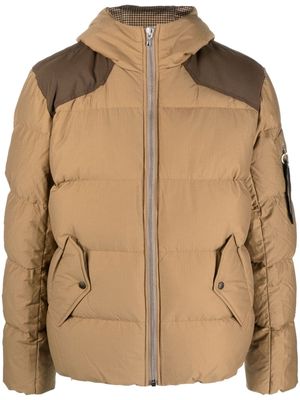 rag & bone contrasting-panels hooded padded jacket - Brown