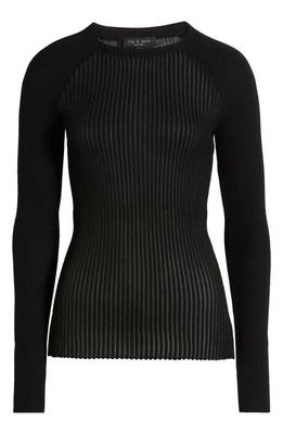 rag & bone Dorit Rib Merino Wool Blend Sweater in Black