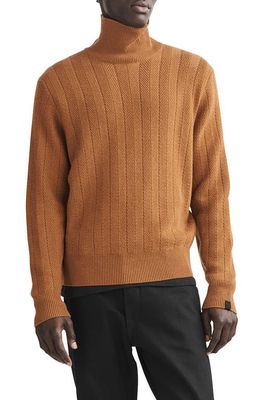 rag & bone Durham Herringbone Cashmere Turtleneck Sweater in Camel