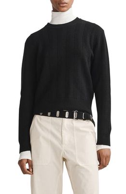 rag & bone Durham Herringbone Stitch Wool Sweater in Black