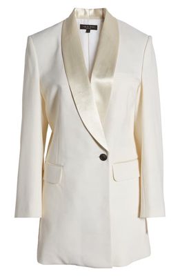 rag & bone Femi Long Sleeve Virgin Wool Blend Tuxedo Dress in White