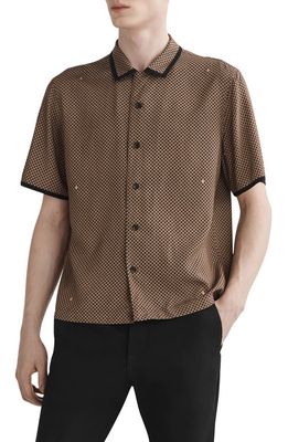 rag & bone Foulard Print Short Sleeve Button-Up Shirt in Blktan