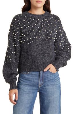 rag & bone Frankie Imitation Pearl Merino Wool Blend Sweater in Charcoal