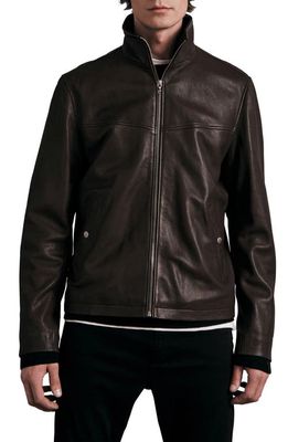 rag & bone Grant Stand Collar Leather Jacket in Brown