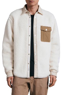 rag & bone High Pile Fleece Snap-Up Shirt Jacket in Ivory