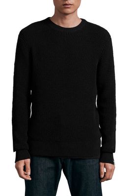 rag & bone ICONS Dexter Waffle Knit Crewneck Cotton Sweater in Black