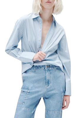 rag & bone Indiana Stripe Poplin Button-Up Shirt in Cool Blue Stripe