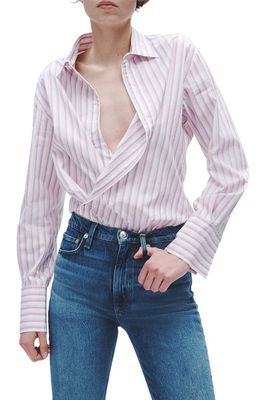 rag & bone Indiana Stripe Poplin Button-Up Shirt in Pink Stripe