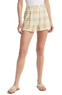 rag & bone Ivy Plaid High Waist Cotton Shorts in Yellow Plaid