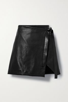 rag & bone - James Leather Wrap Mini Skirt - Black