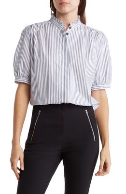 rag & bone Jordan Stripe Short Sleeve Cotton Shirt in Blue Strip