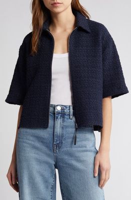 rag & bone Junie Tweed Zip Top in Navy