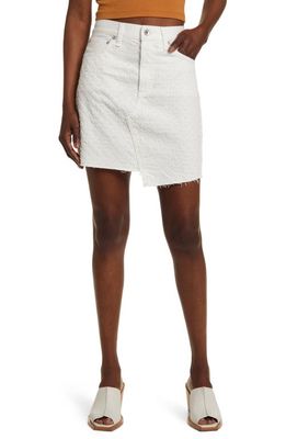 rag & bone Kayla Eyelet Asymmetric Hem Denim Skirt in White Tweed