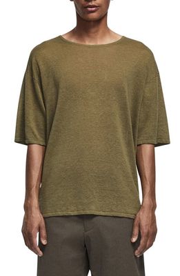 rag & bone Kerwin Oversize Stripe Linen T-Shirt in Army