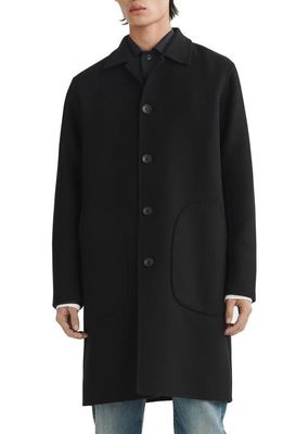 rag & bone Leon Double Face Wool Blend Car Coat in Black
