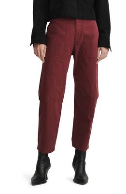 rag & bone Leyton Crop Cotton Work Pants in Burgundy