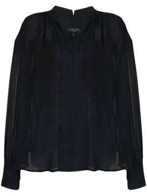 rag & bone lightweight oversized split-neck blouse - Blue