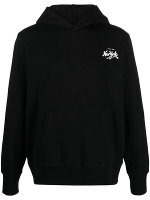 rag & bone logo-print drawstring cotton hoodie - Black