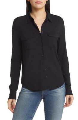 rag & bone Luca Long Sleeve Button-Up Shirt in Black