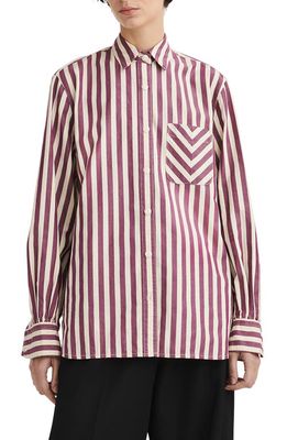 rag & bone Maxine Stripe Cotton Shirt in Purple Stripe