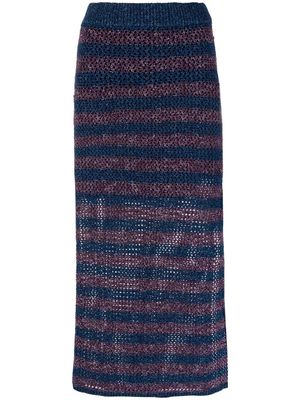 Rag & Bone metallic-knit striped midi skirt - Blue