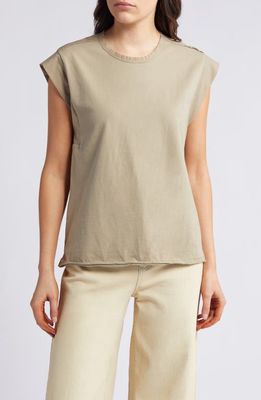 rag & bone Mixed Media Muscle T-Shirt in Sage