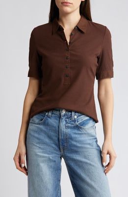 rag & bone Mixed Media Rib Polo in Chocolate