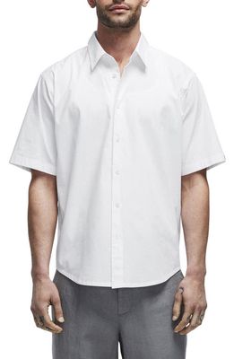 rag & bone Moore Short Sleeve Stretch Cotton Poplin Button-Up Shirt in White