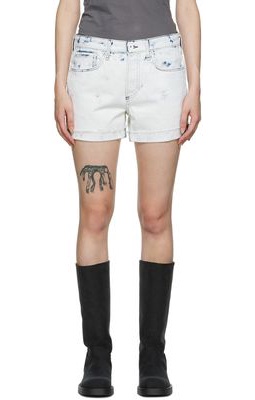rag & bone Off-White Rosa Denim Shorts