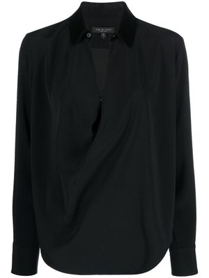 rag & bone Philippa draped satin blouse - Black