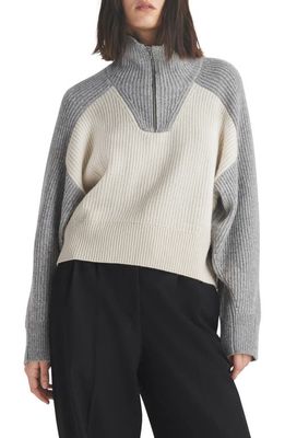 rag & bone Pierce Colorblock Rib Cashmere Sweater in Grey Multi